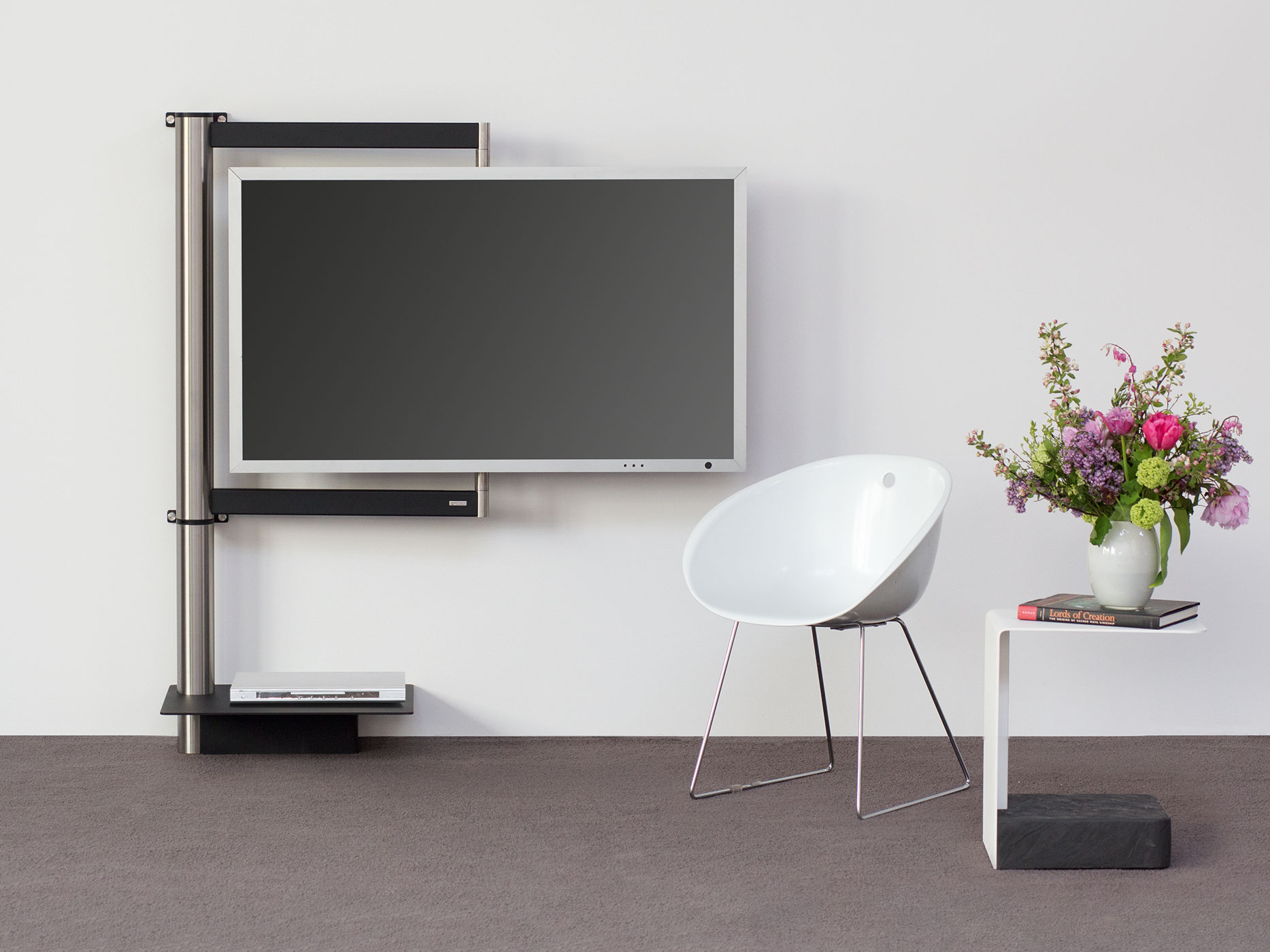 Wissmann design TV wall mount solution art112 corner mount stainless steel