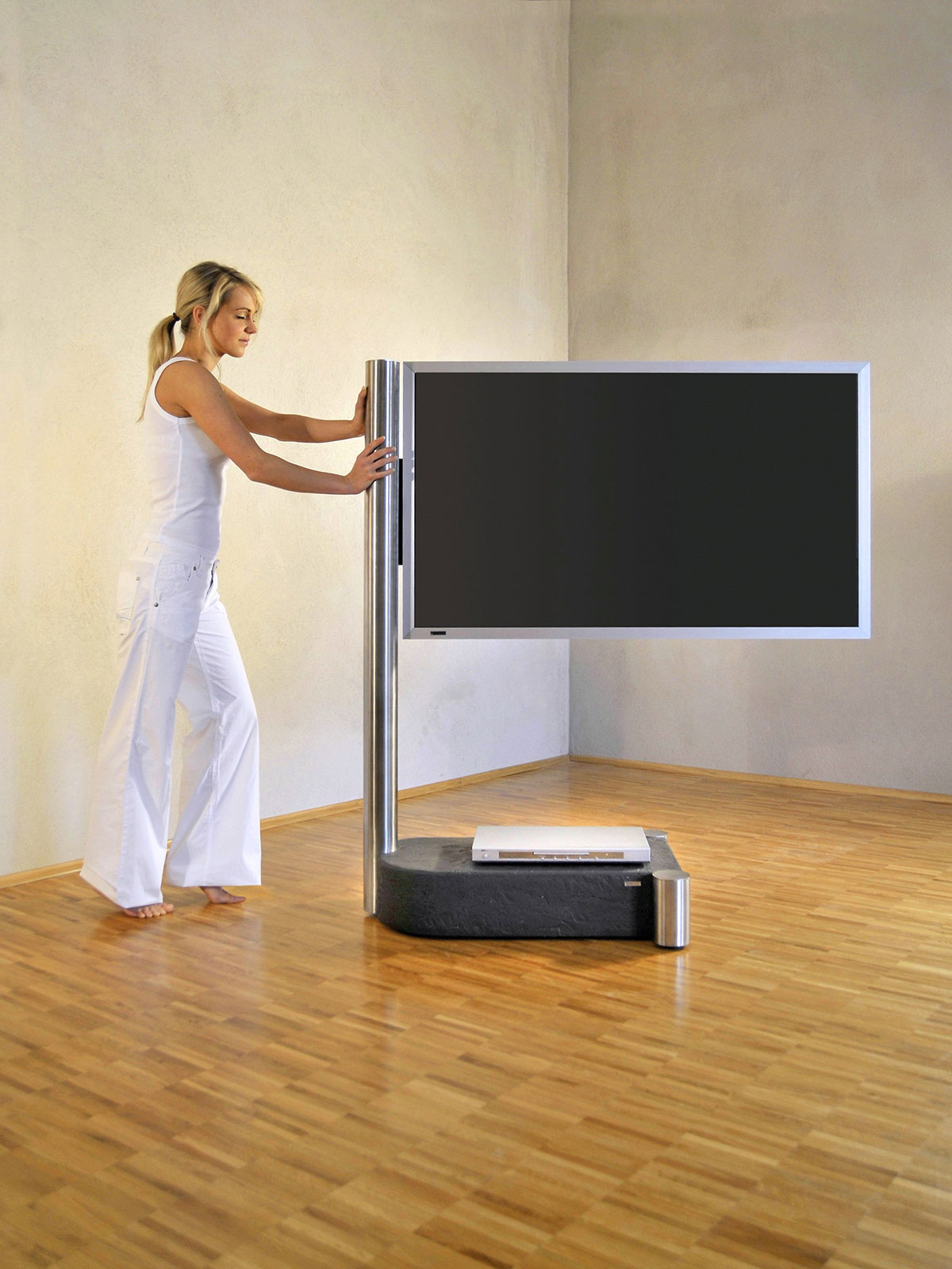 WISSMANN Design TV stand ART110 stainless steel + stone