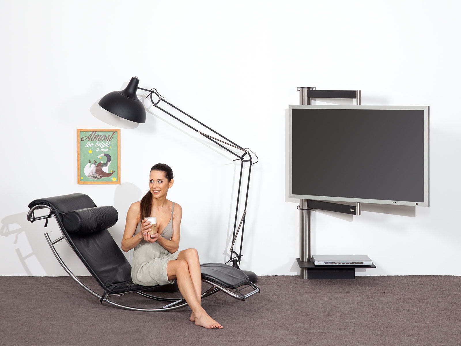 Wissmann design TV wall mount solution art112 corner mount stainless steel