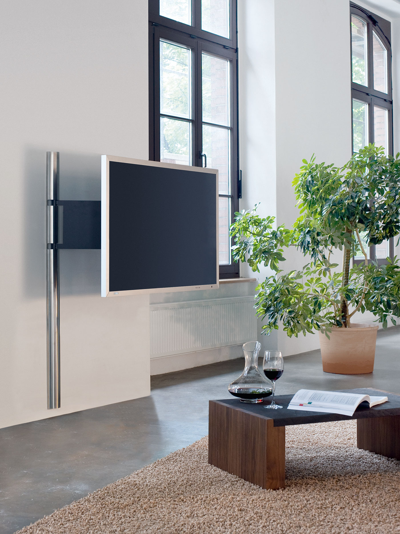 Wissmann design TV wall mount solution art123 swivel stainless steel up to 85”