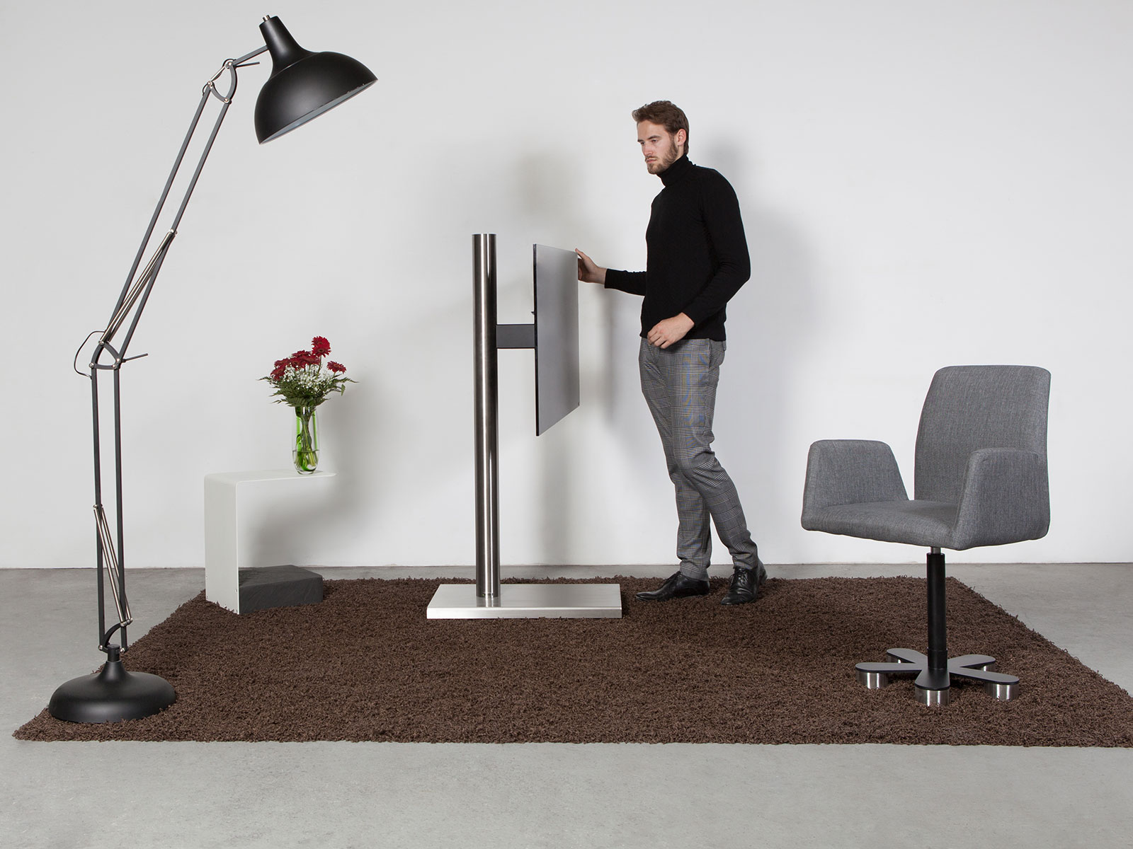 Wissmann Design TV stand column art118-ES stainless steel