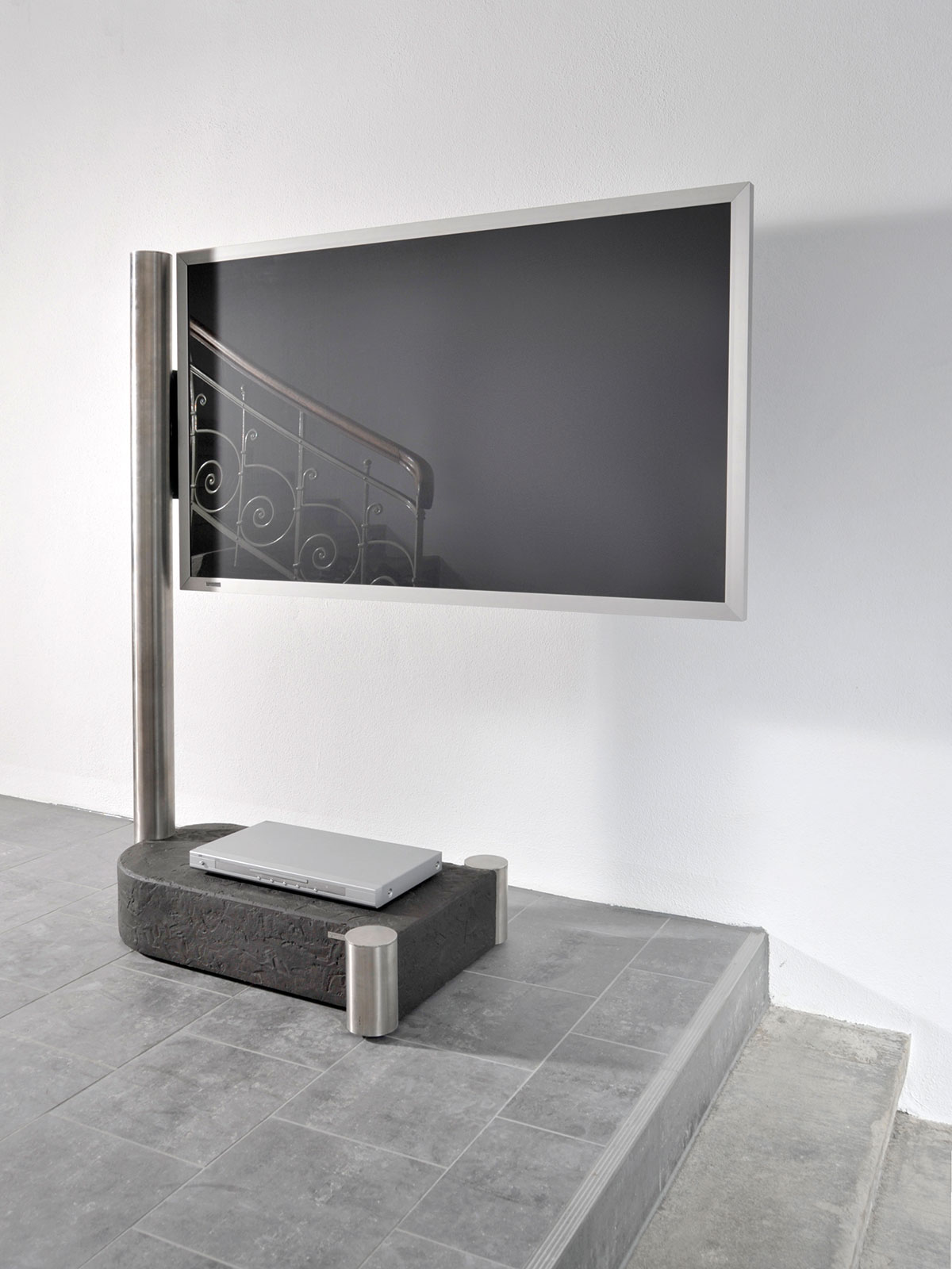 WISSMANN Design TV stand ART110 stainless steel + stone