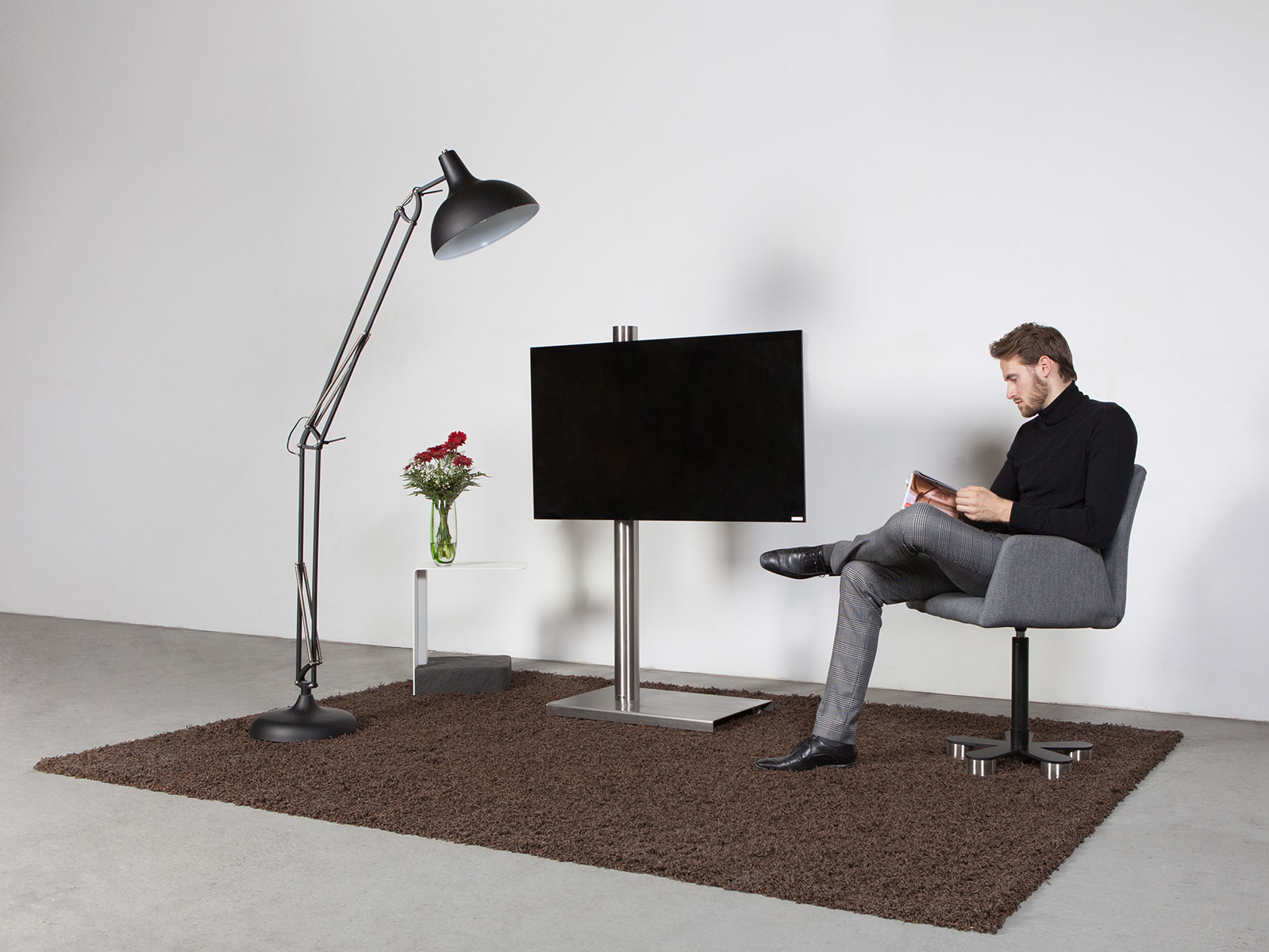 Wissmann Design TV stand column art118-ES stainless steel