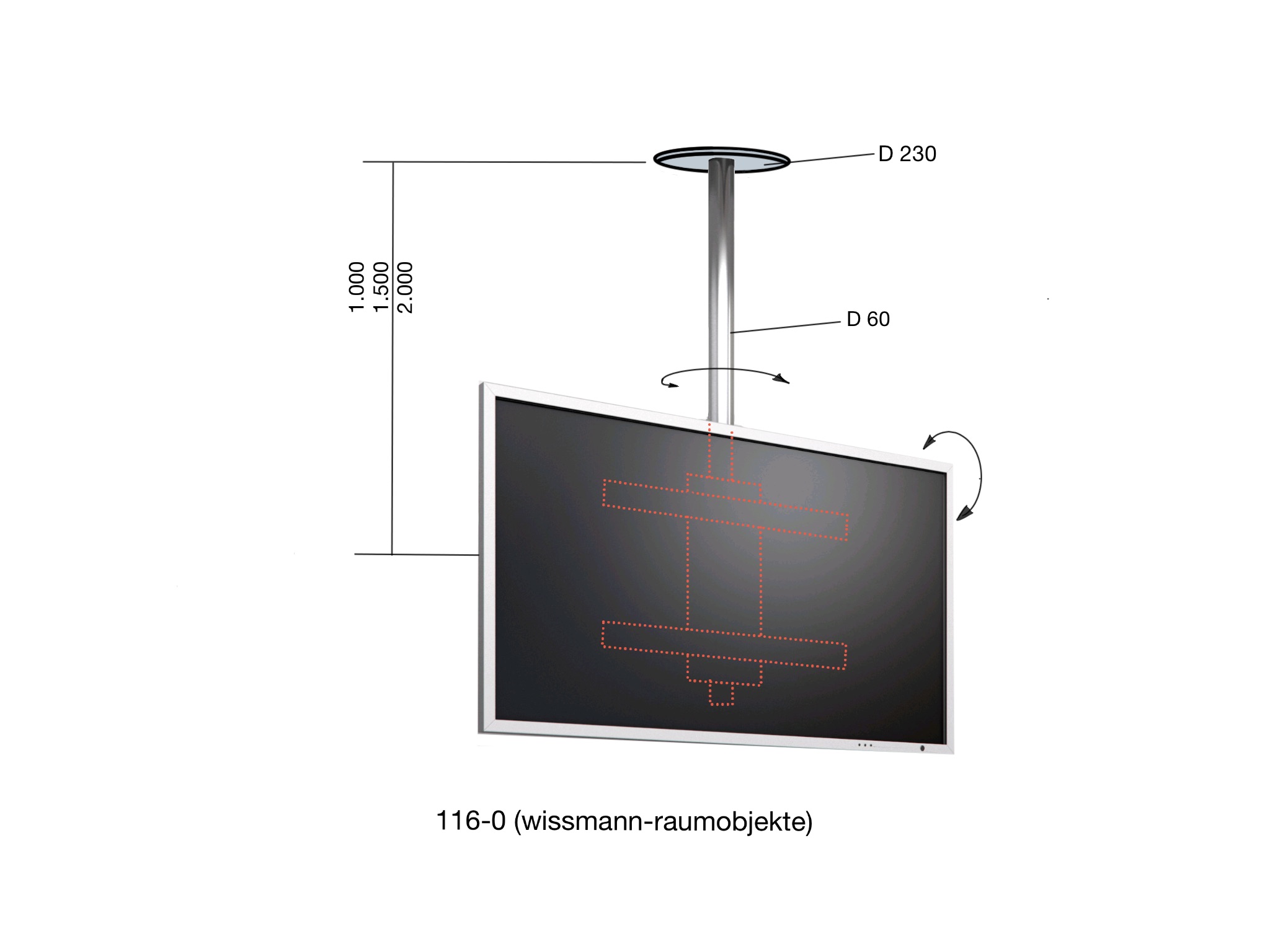 WISSMANN Design TV ceiling mount ART116 